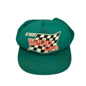Vintage NASCAR Watkins Glen Green Trucker Snapback Hat Boys Retro Racing 80s 90s